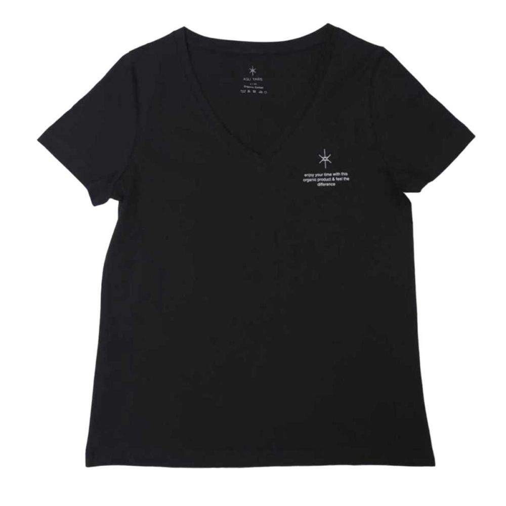 V Collar T-shirt Black